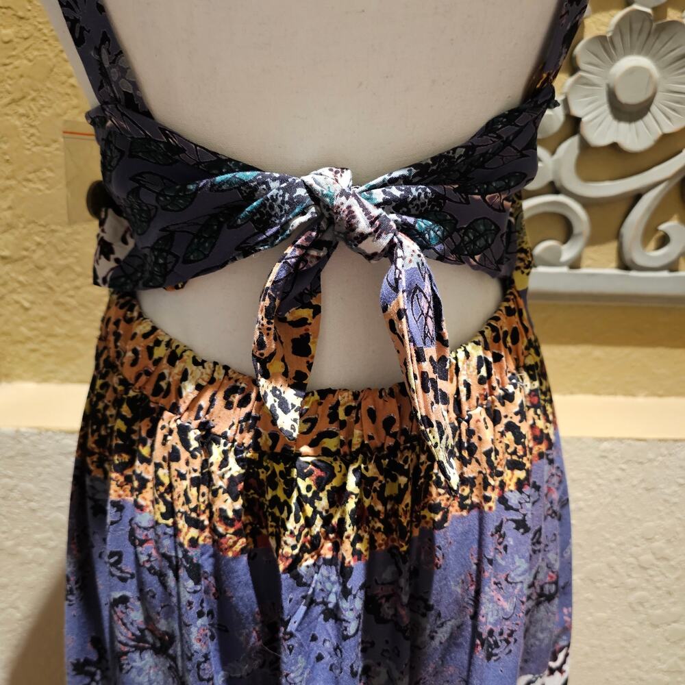 Angie M NWT Boho Patchwork Maxi Dress Tie Bach Festival Wonderlust Western Folk - Picture 12 of 13